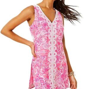 NWOT Lilly Pulitzer Sz 10 Ronnie V-Neck Romper Peony Pink Seaside Scene